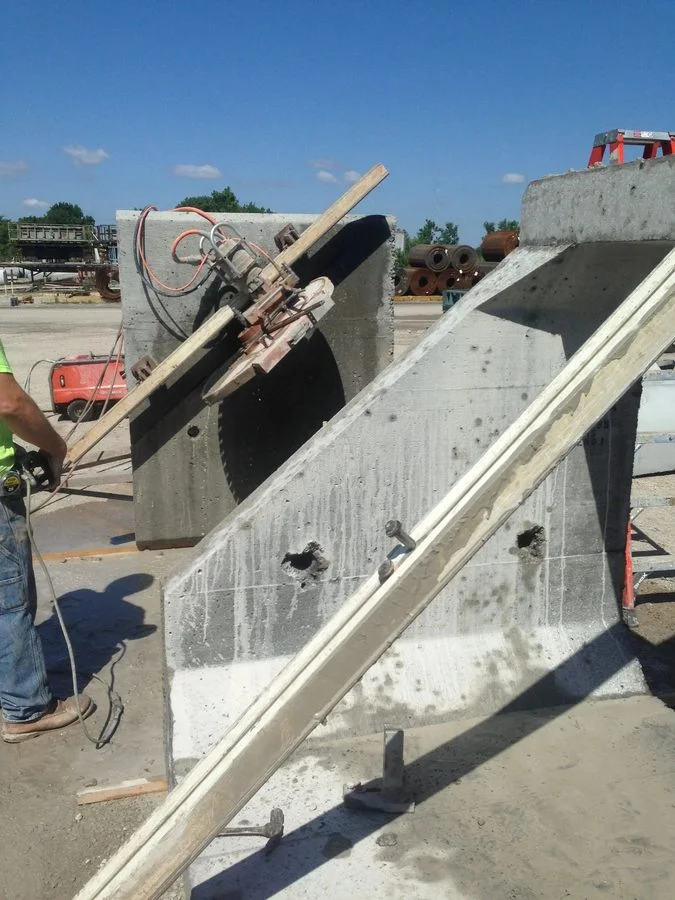 Precast concrete sawing